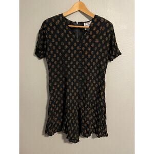 Vintage H.L. Spencer Womens Romper Size Medium Blue Floral Rayon Cottagecore 90s